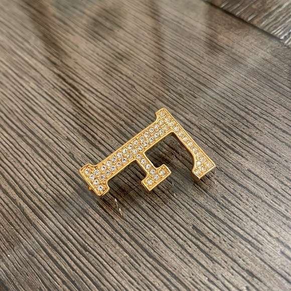 Anne Klein Gold-tone Rhinestone “F” Inital Pin - Picture 15 of 15